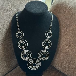 Long Silver Layered Hoop Necklace